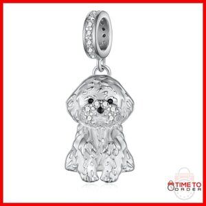 Sterling Silver Dog Charm Bracelet Gift for Women 11x16mm